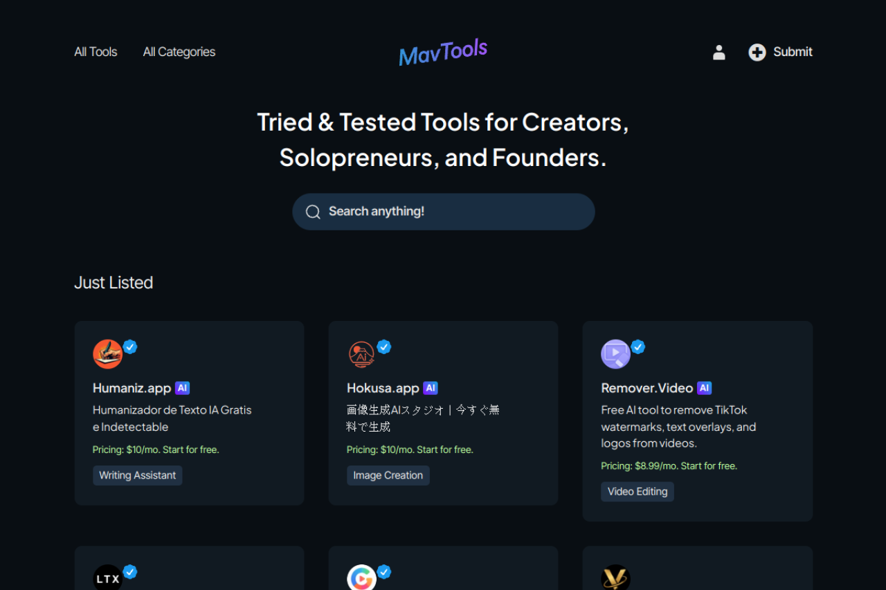 Mavtools website screenshot
