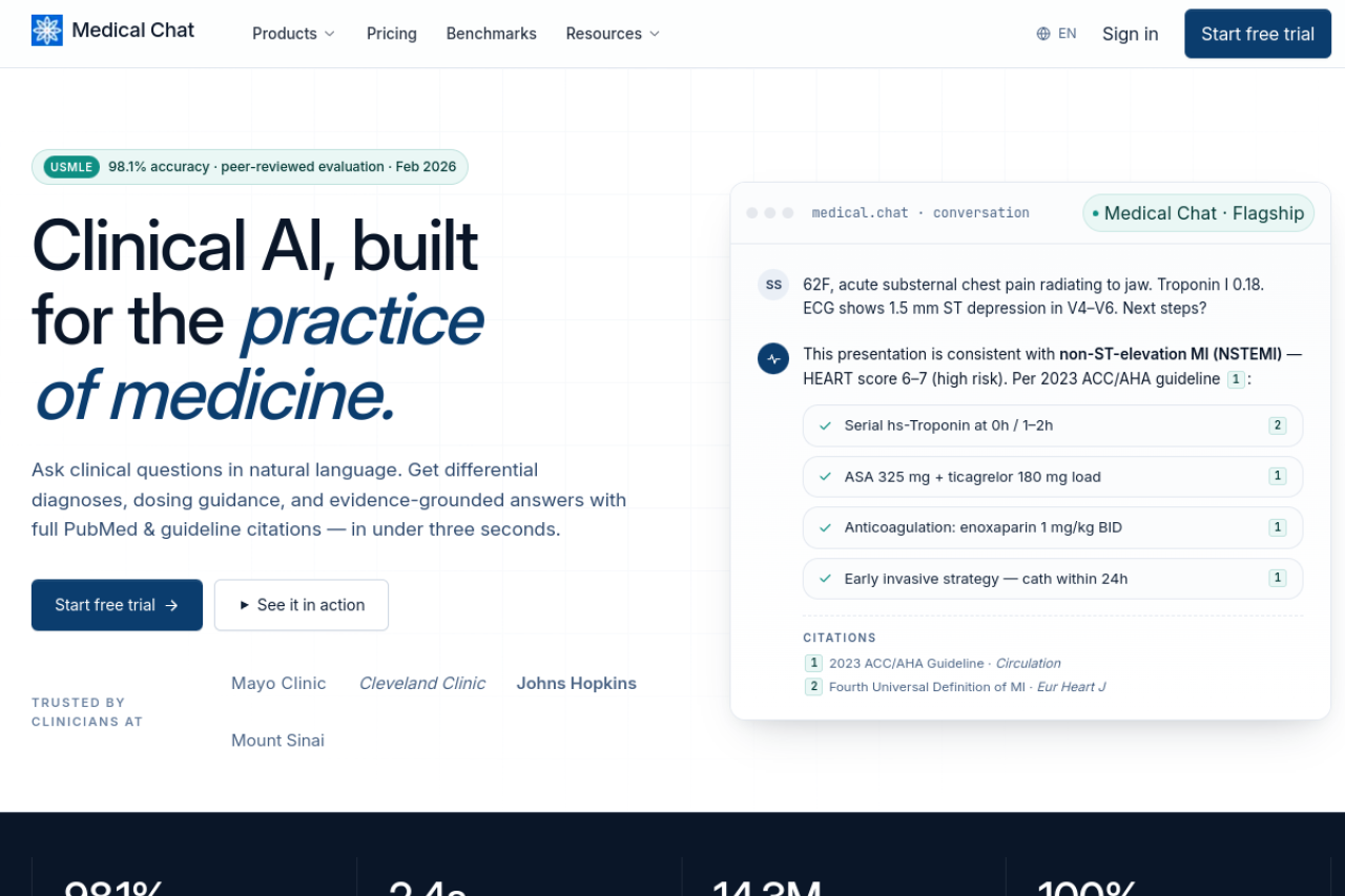Medical Chat website screenshot