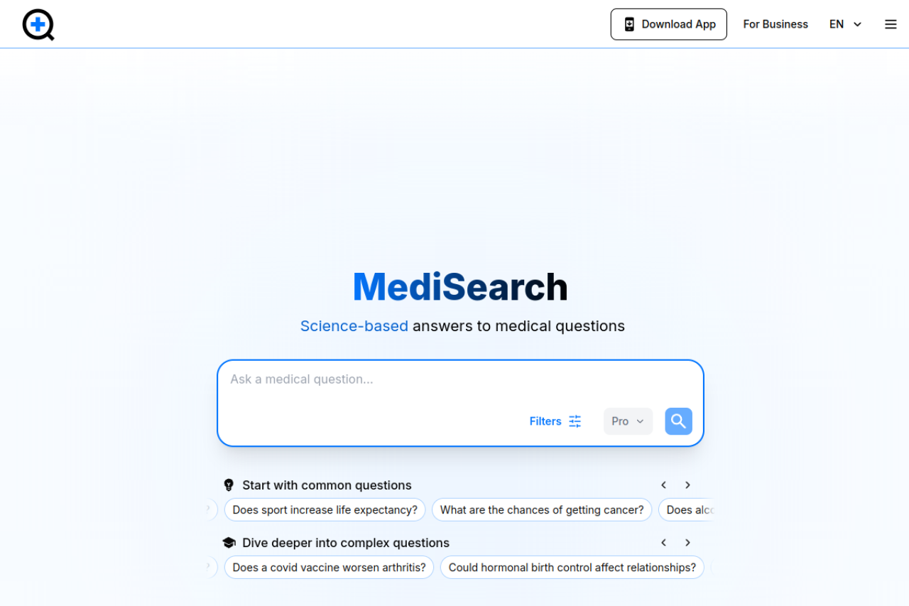 MediSearch website screenshot