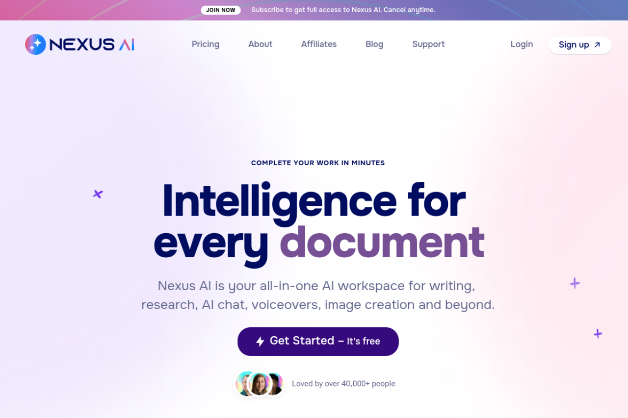 Nexus AI website screenshot