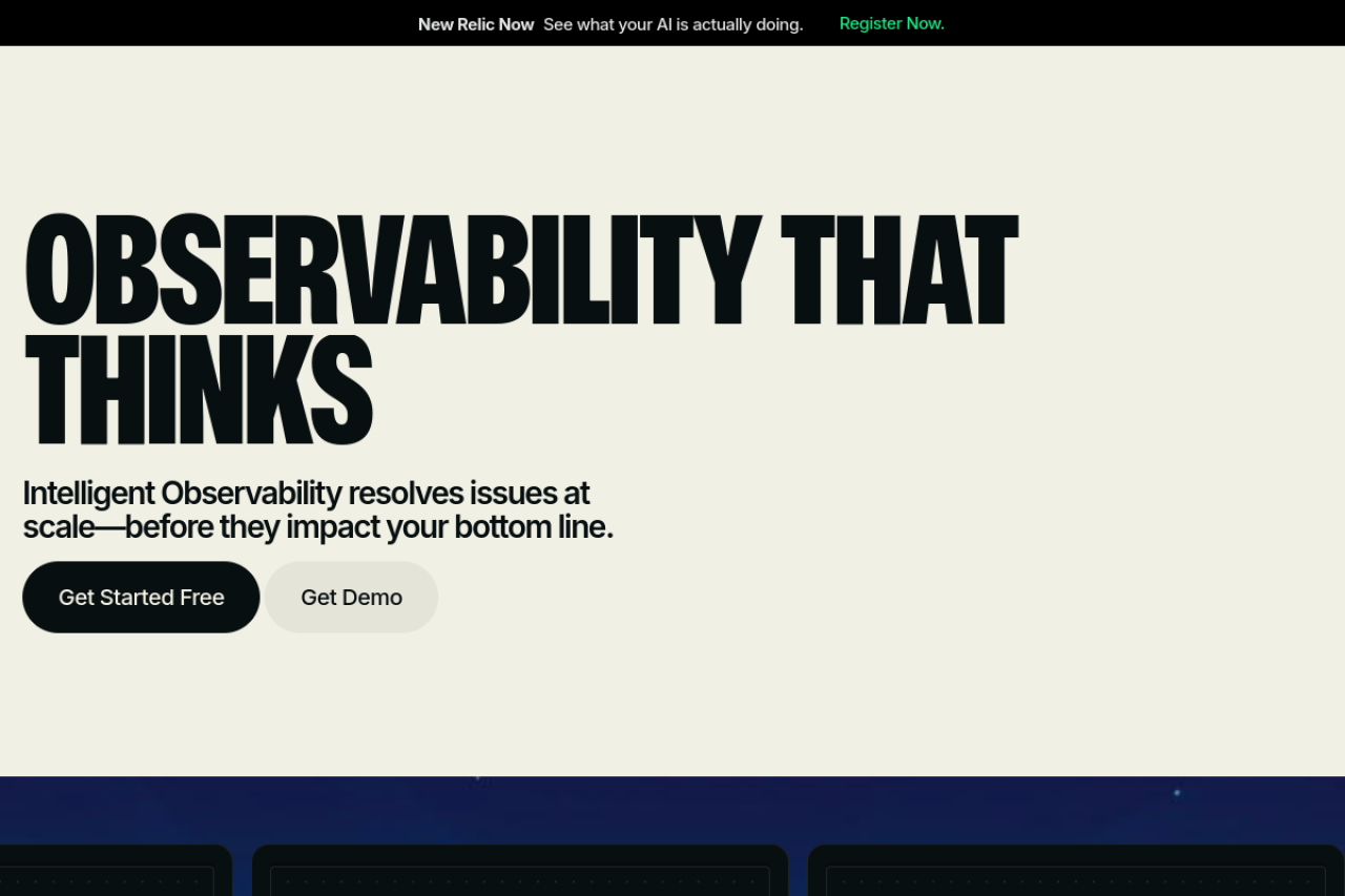 New Relic website screenshot