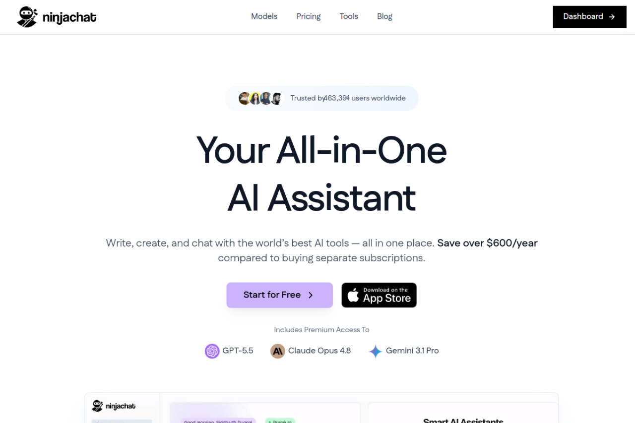 Ninjachat Ai website screenshot
