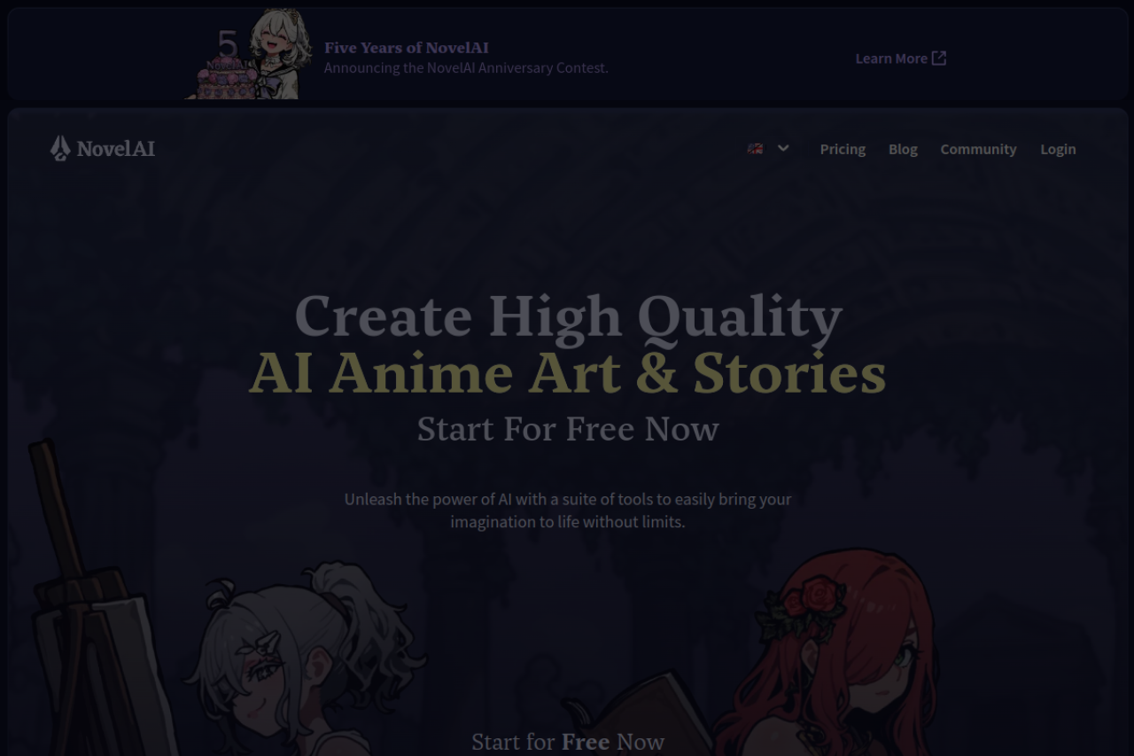 Novelai website screenshot