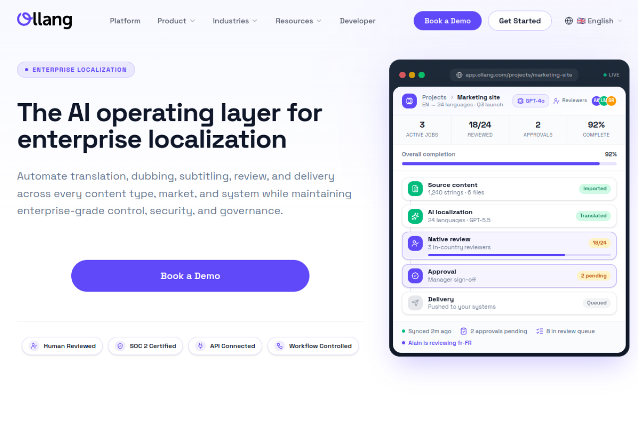 Ollang Com website screenshot