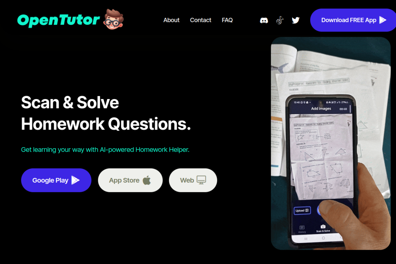 Open Tutor App website screenshot
