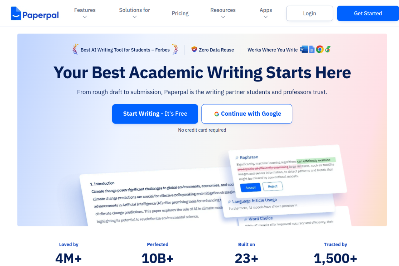 Paperpal website screenshot