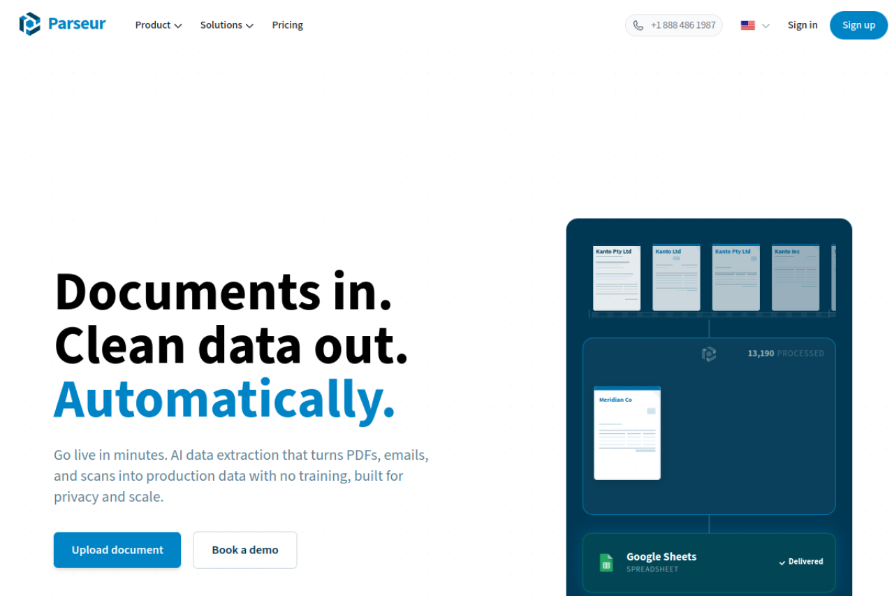Parseur website screenshot