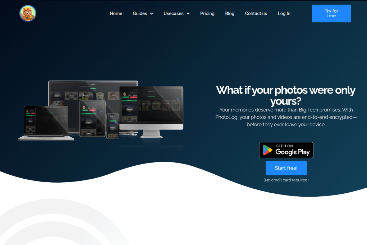 Photolog website screenshot