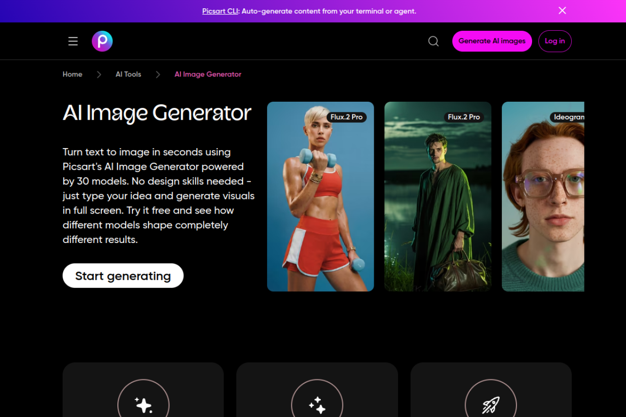 Picsart website screenshot