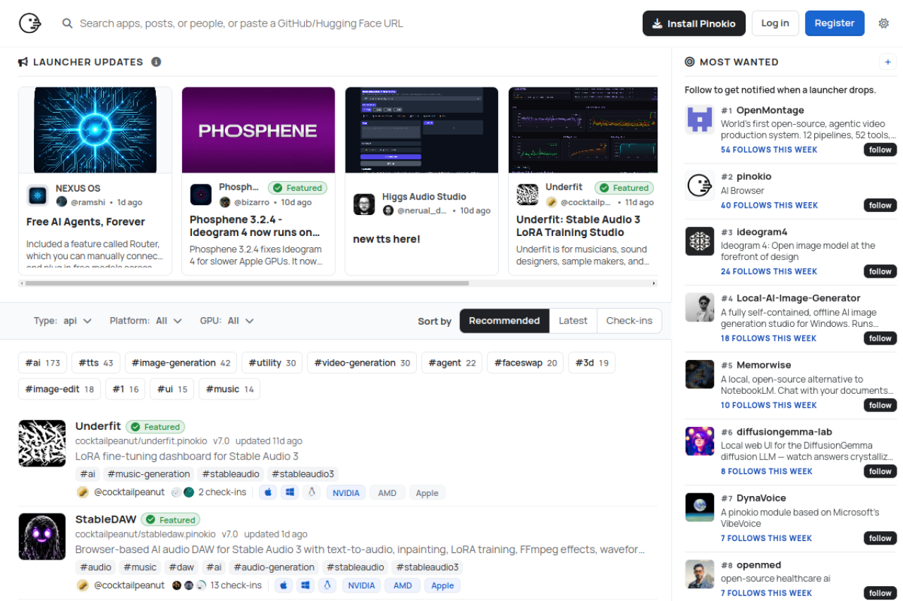 Pinokio website screenshot
