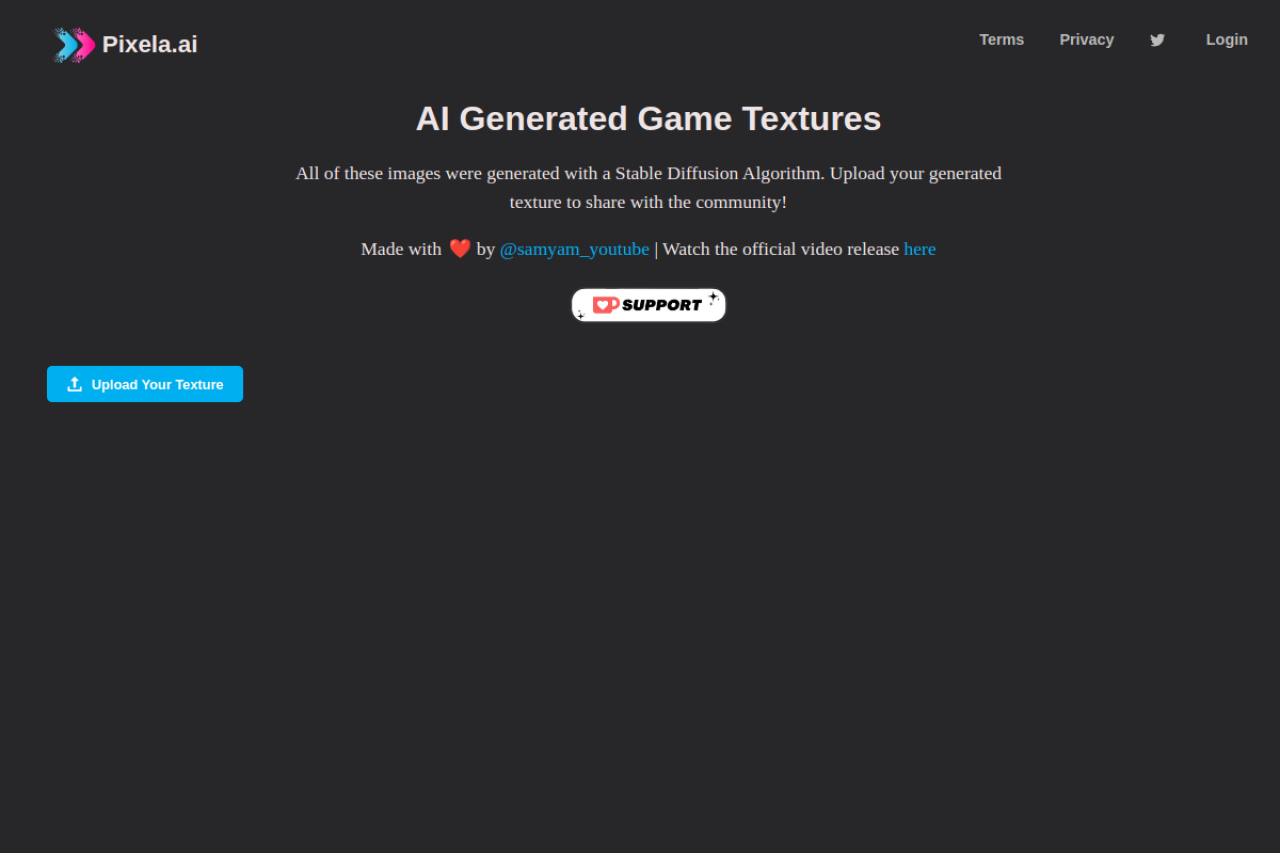 Pixela AI website screenshot