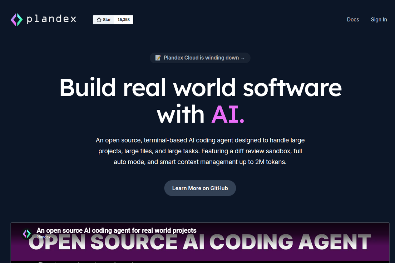 Plandex website screenshot