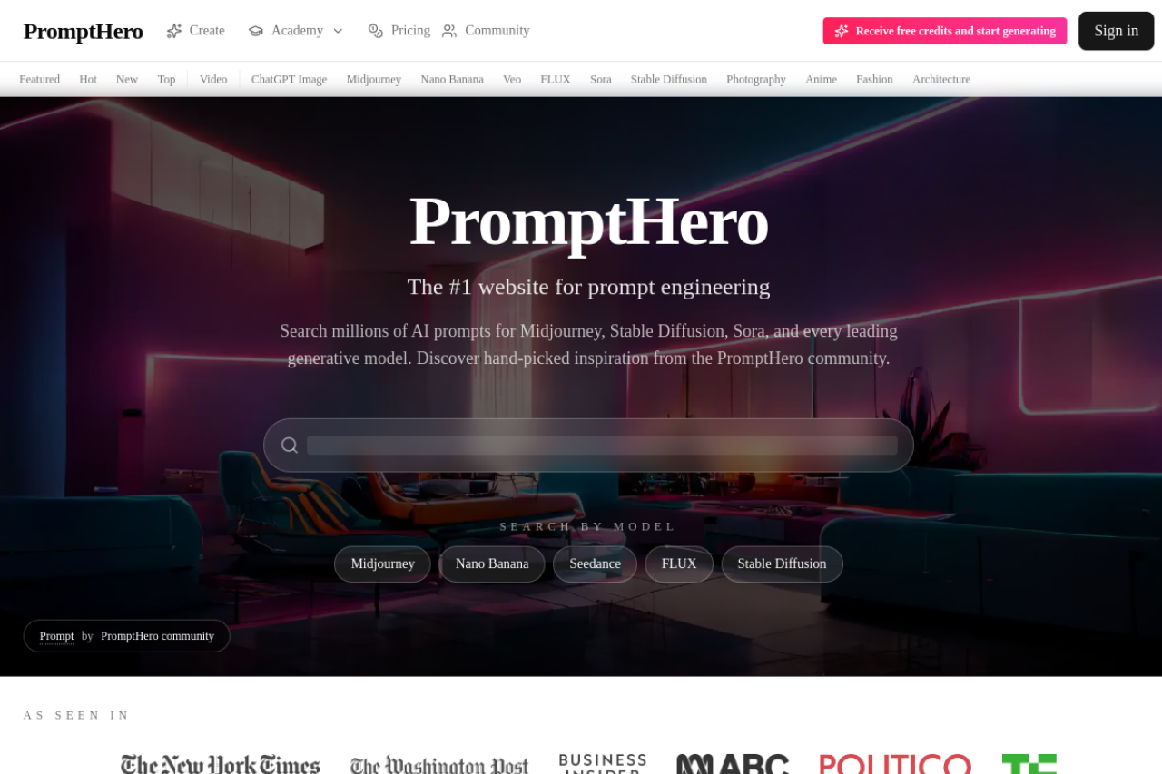 PromptHero website screenshot