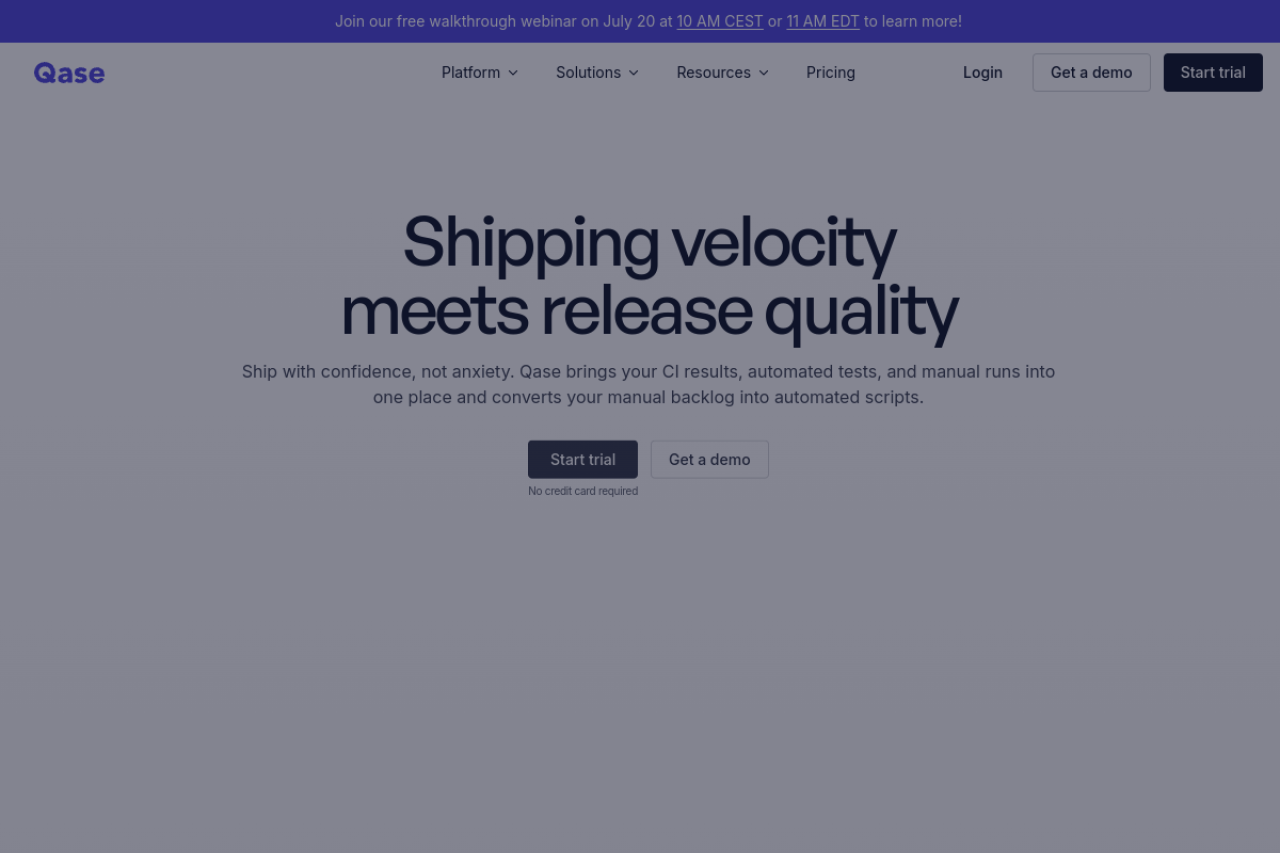 Qase website screenshot