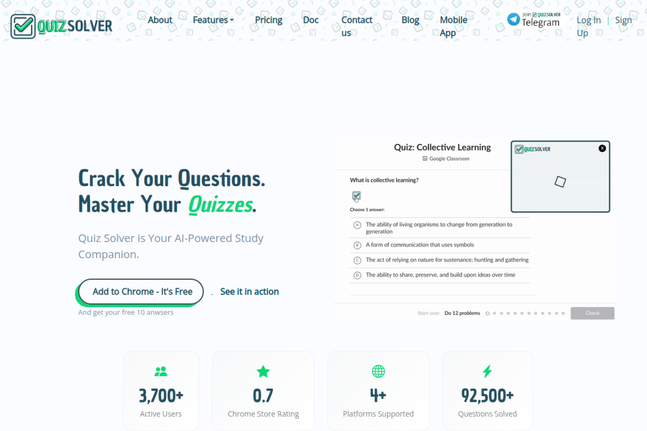 Quiz Solver Ai website screenshot