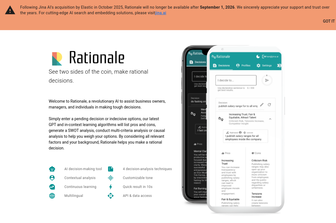 Rationale website screenshot