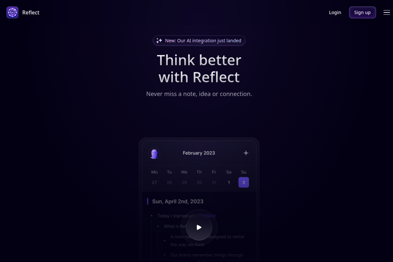Reflect Ai website screenshot