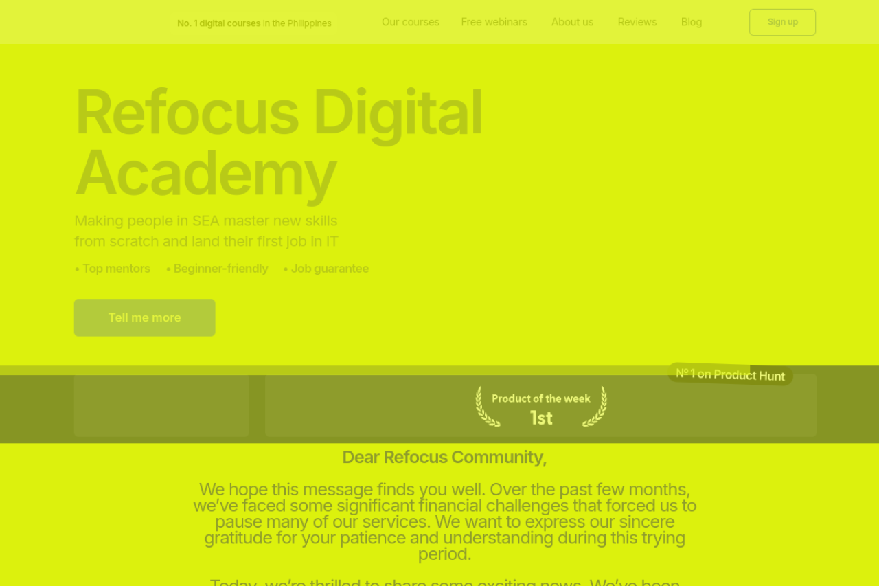 Refocus website screenshot