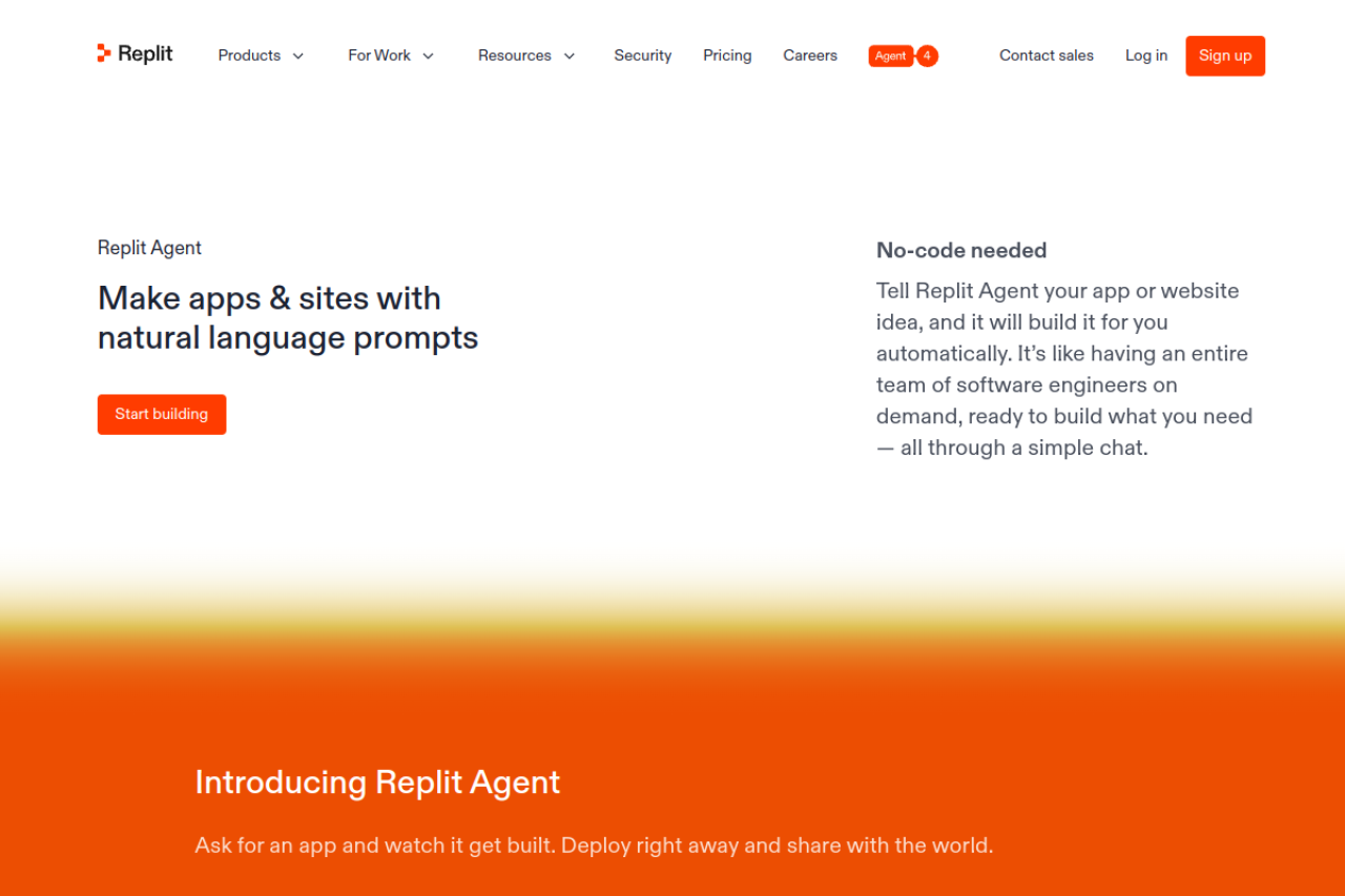 Replit Agent website screenshot
