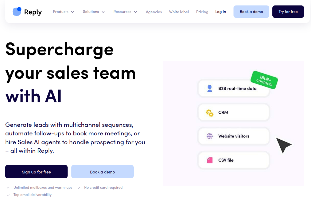 Reply Io website screenshot