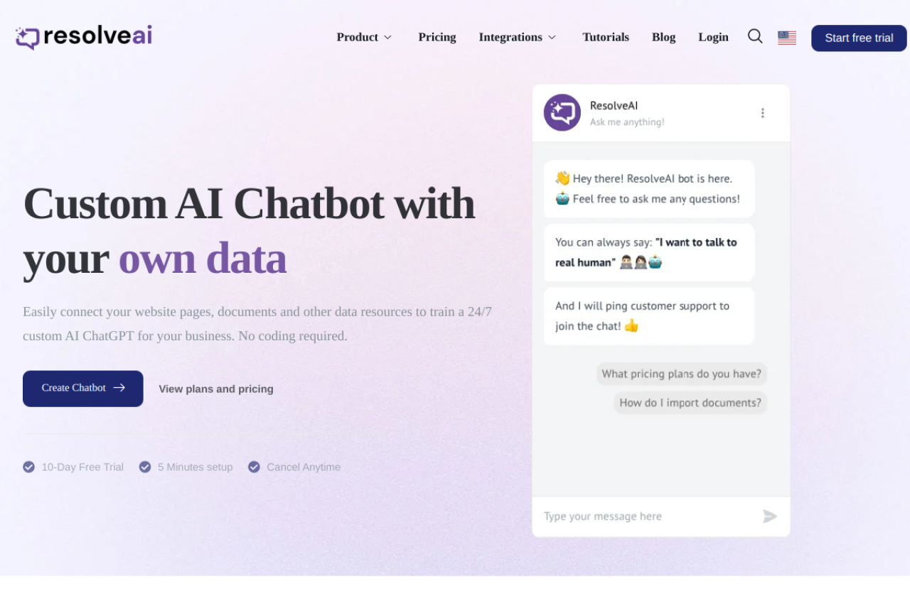 Resolveai website screenshot