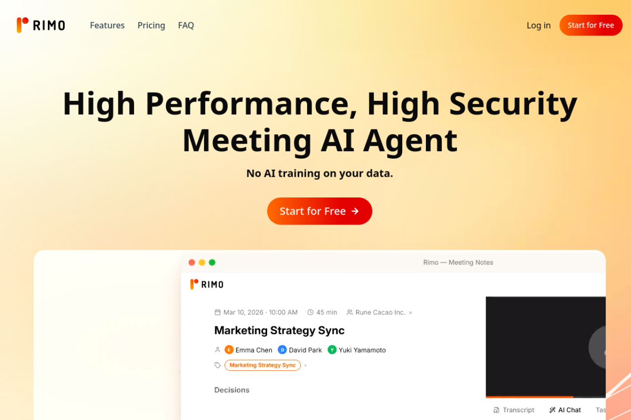 Rimo website screenshot