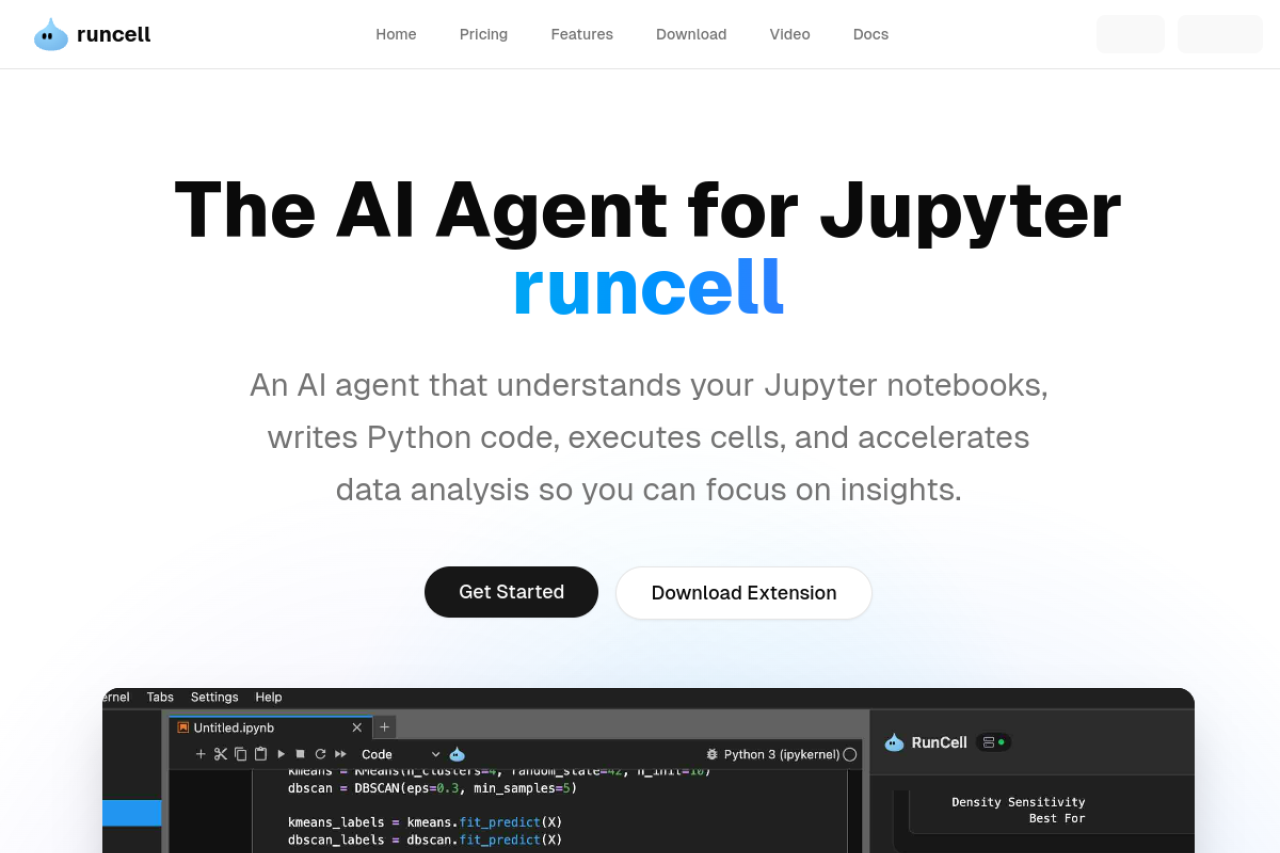 Runcell website screenshot
