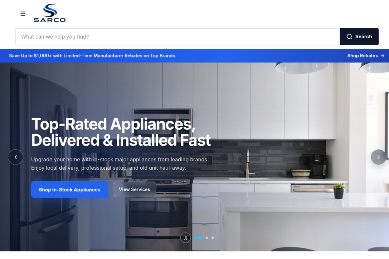 Screenshot of Sarco Appliances
