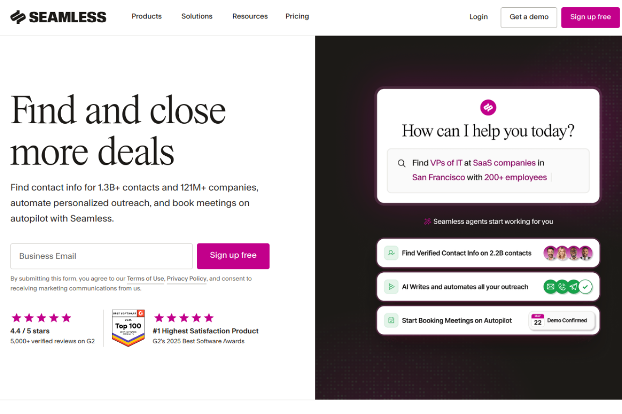 Seamless.AI website screenshot