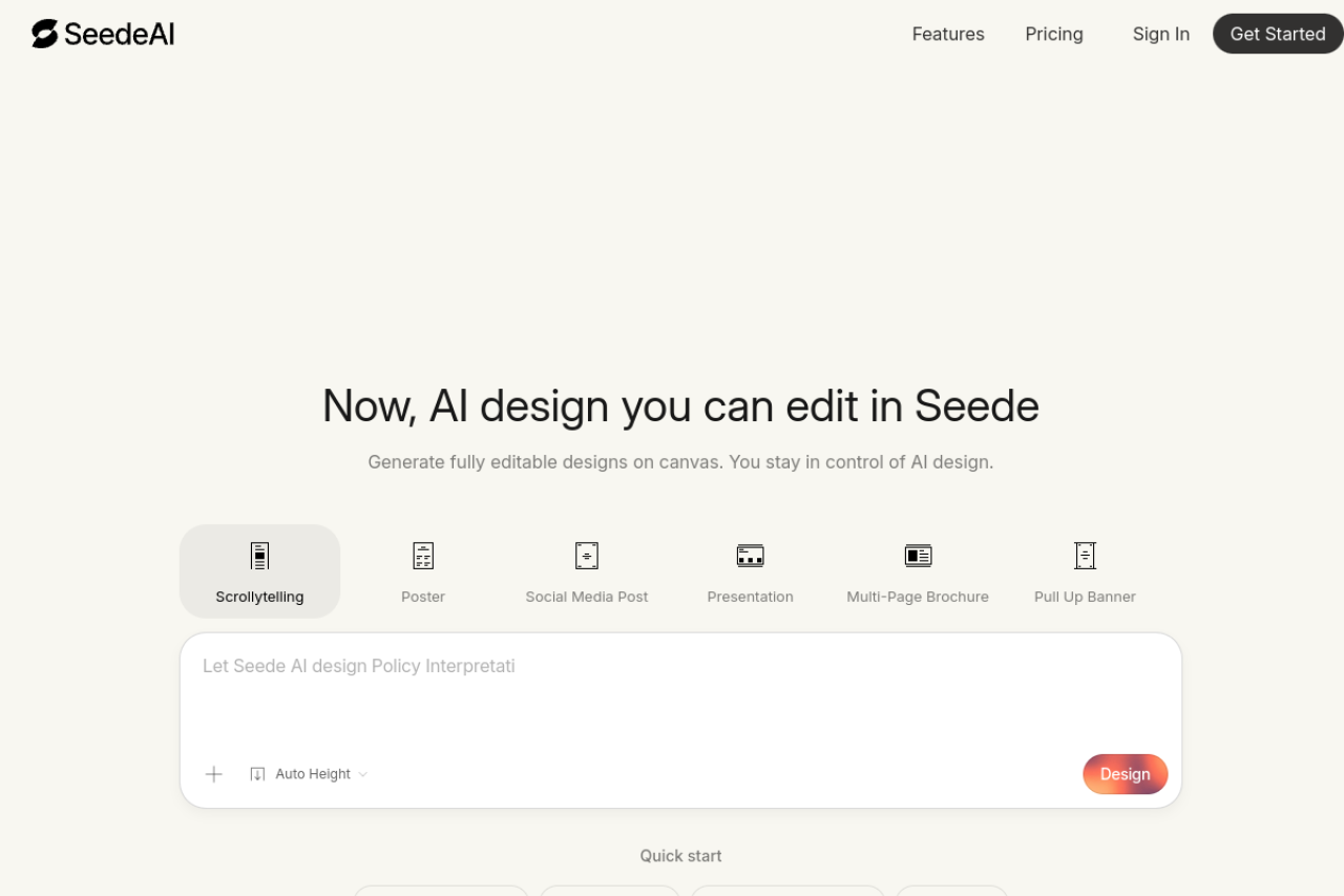 Seede Ai website screenshot