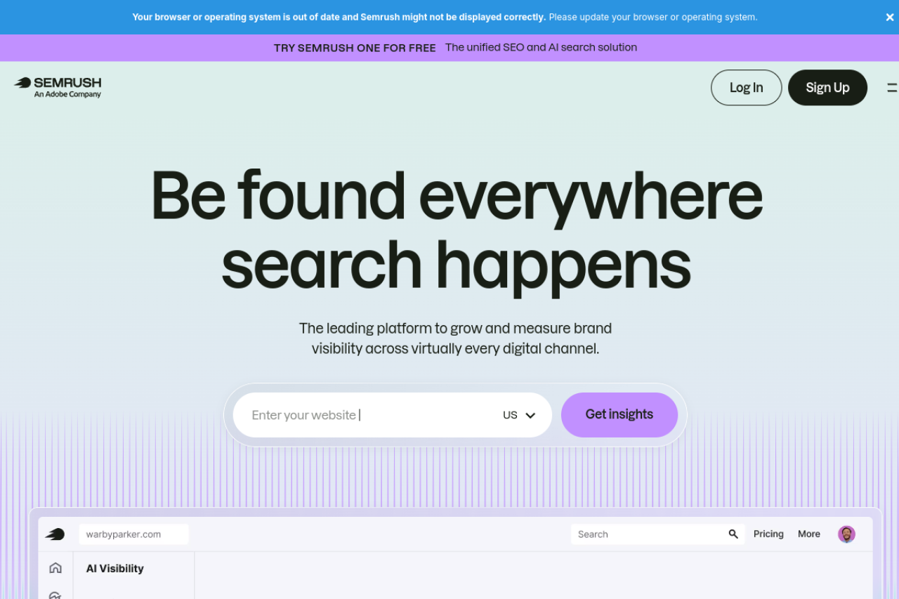 Semrush homepage screenshot