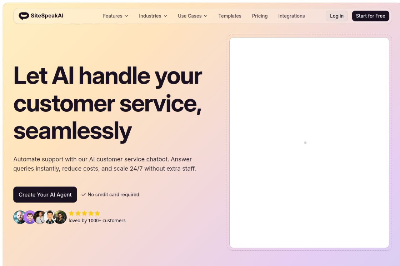 SiteSpeakAI website screenshot