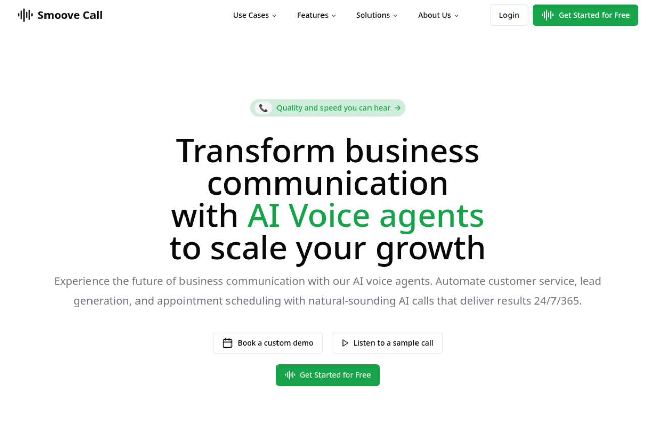 Smoove Call website screenshot