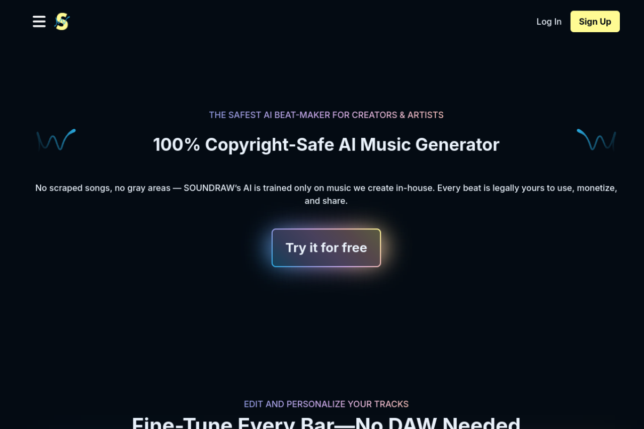 Soundraw website screenshot
