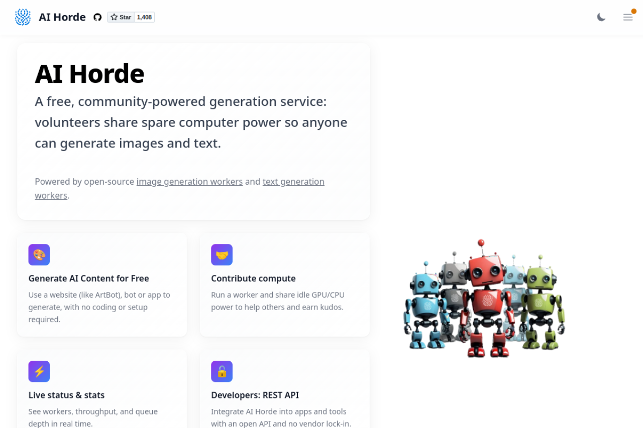 Stable Horde website screenshot