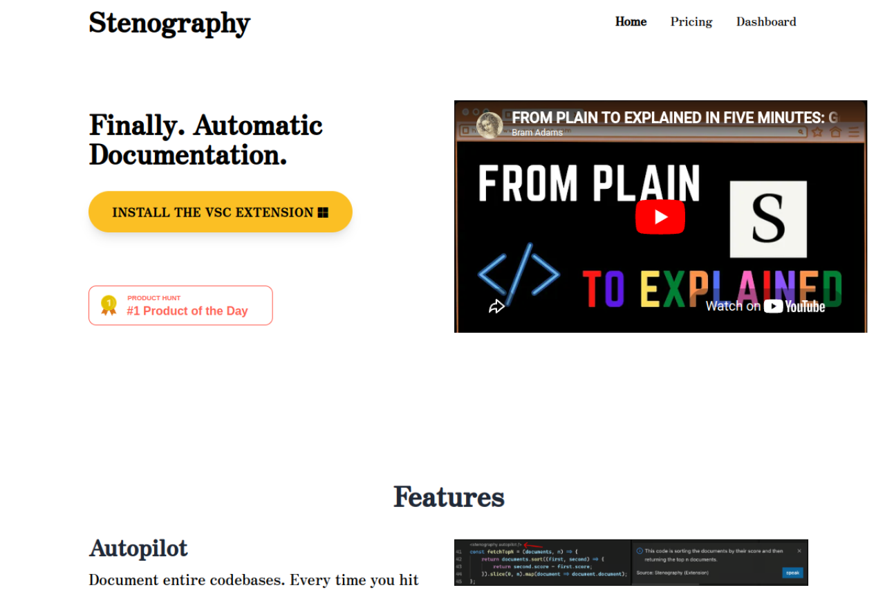 Stenography website screenshot