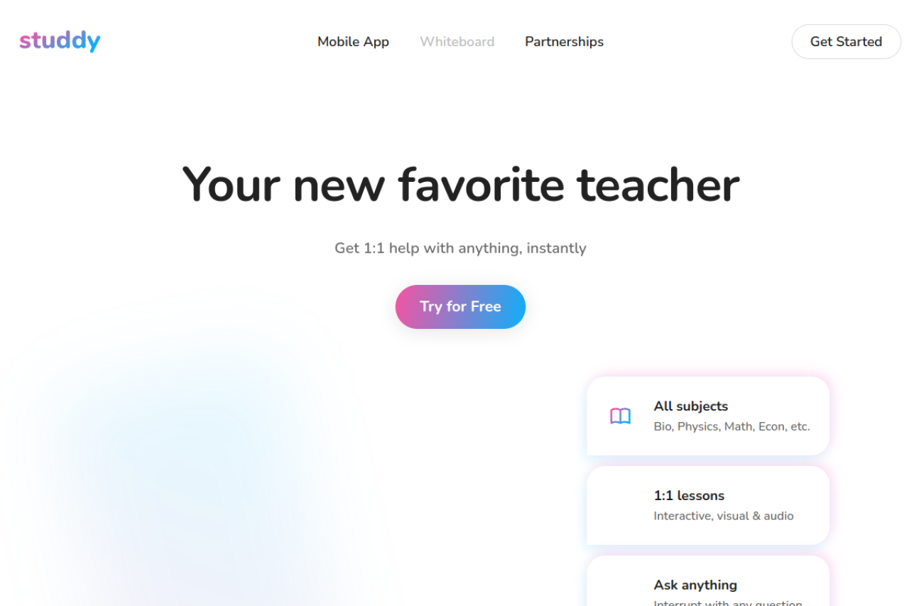 Studdy website screenshot