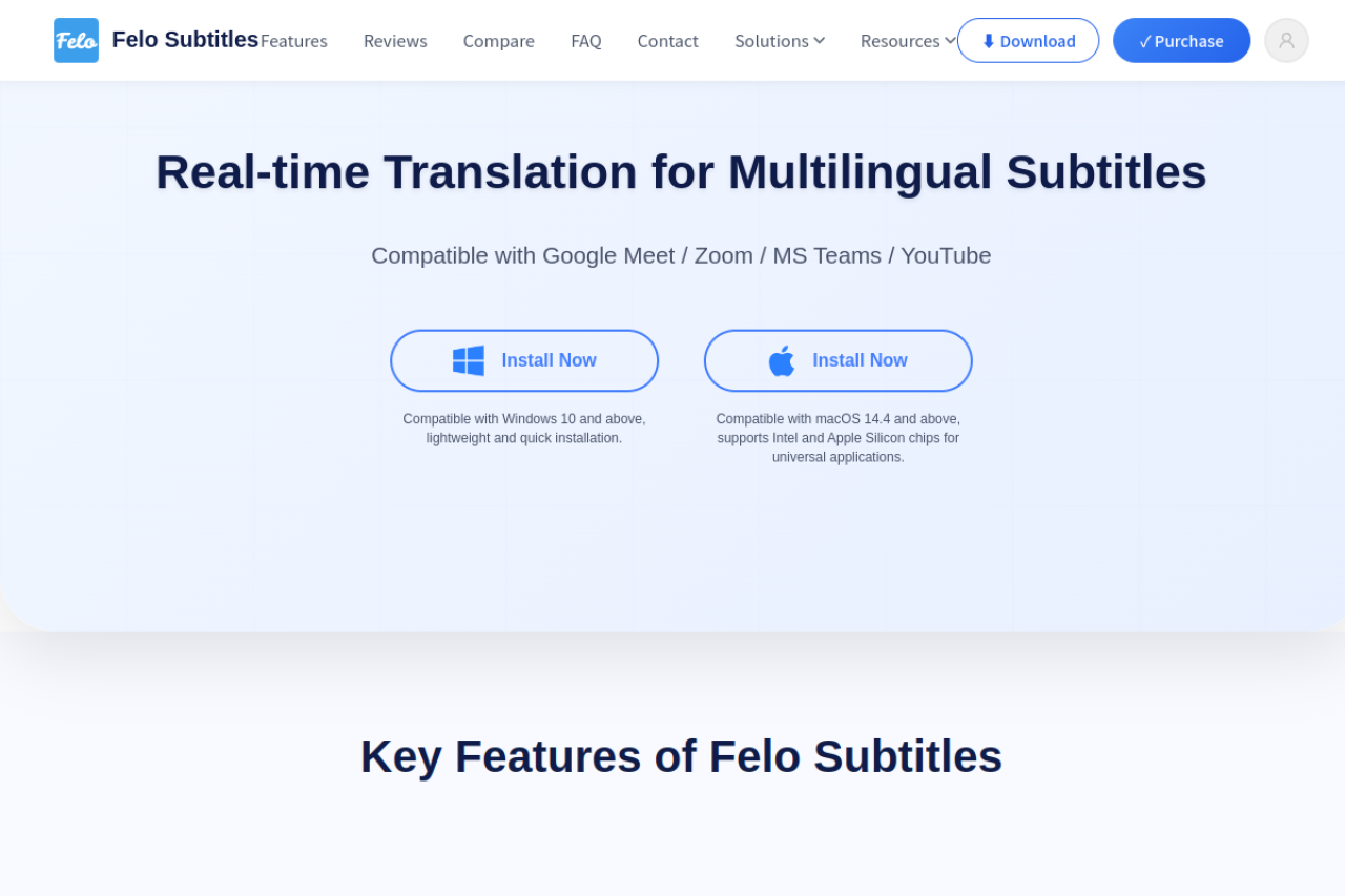 Felo Subtitles website screenshot