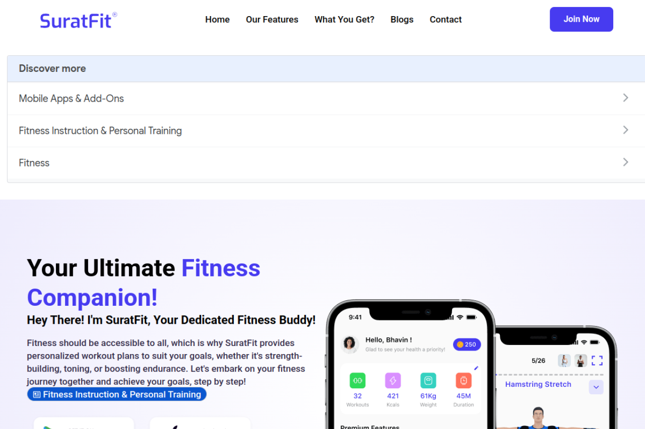 Suratfit website screenshot