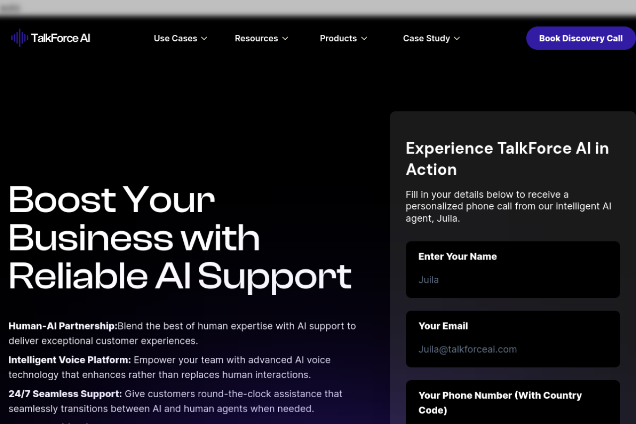 Talkforce Ai website screenshot