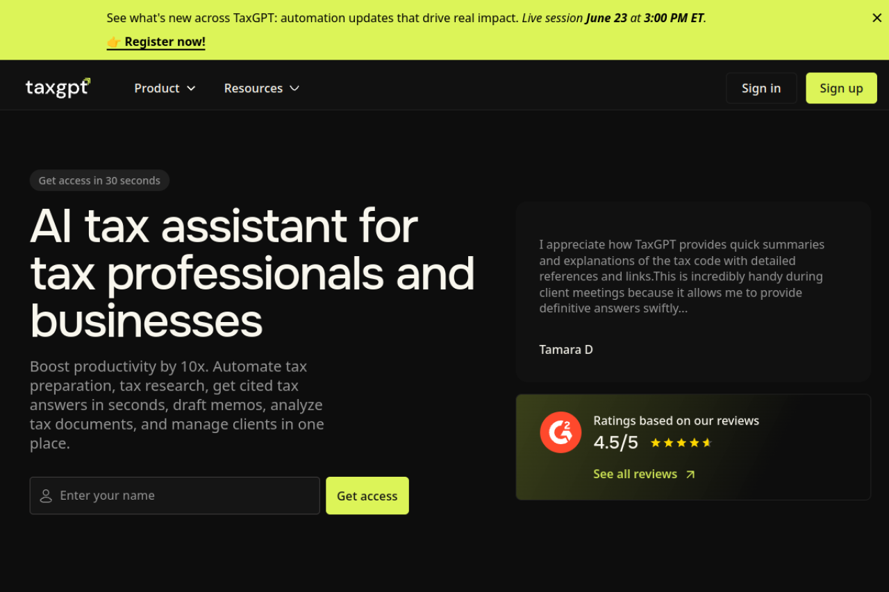 Taxgpt Com website screenshot