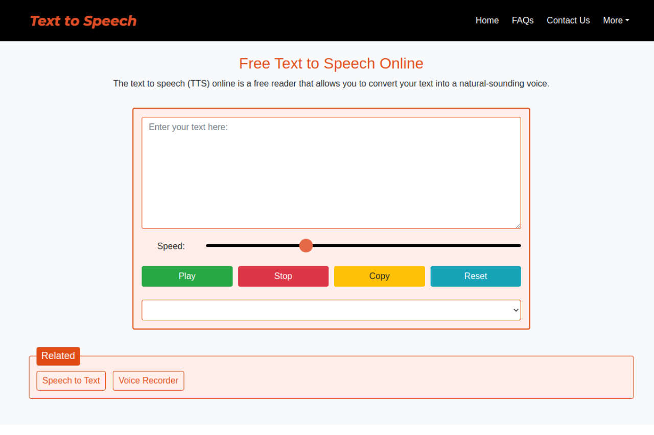 Text Speech Net website screenshot