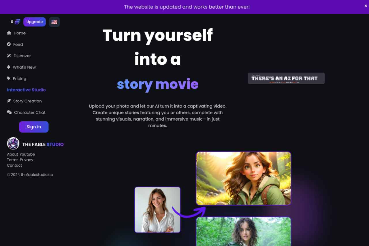 Turn Texts Into Ai Animated Stories website screenshot