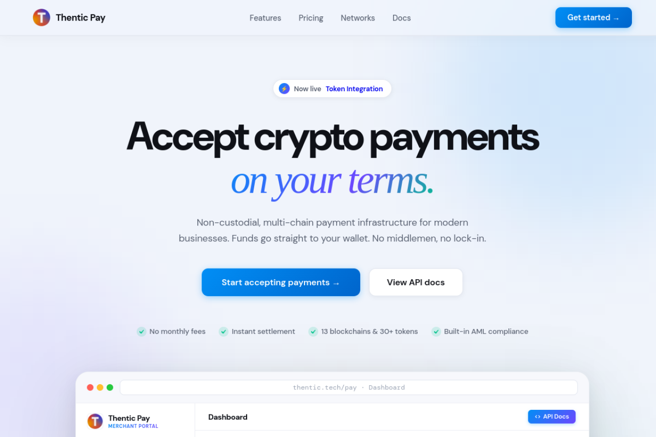Thentic website screenshot