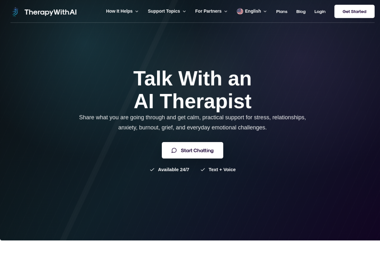 Free Ai Therapy website screenshot