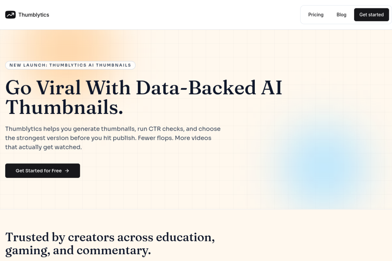 Thumblytics website screenshot