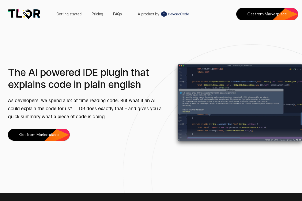 TLDR website screenshot