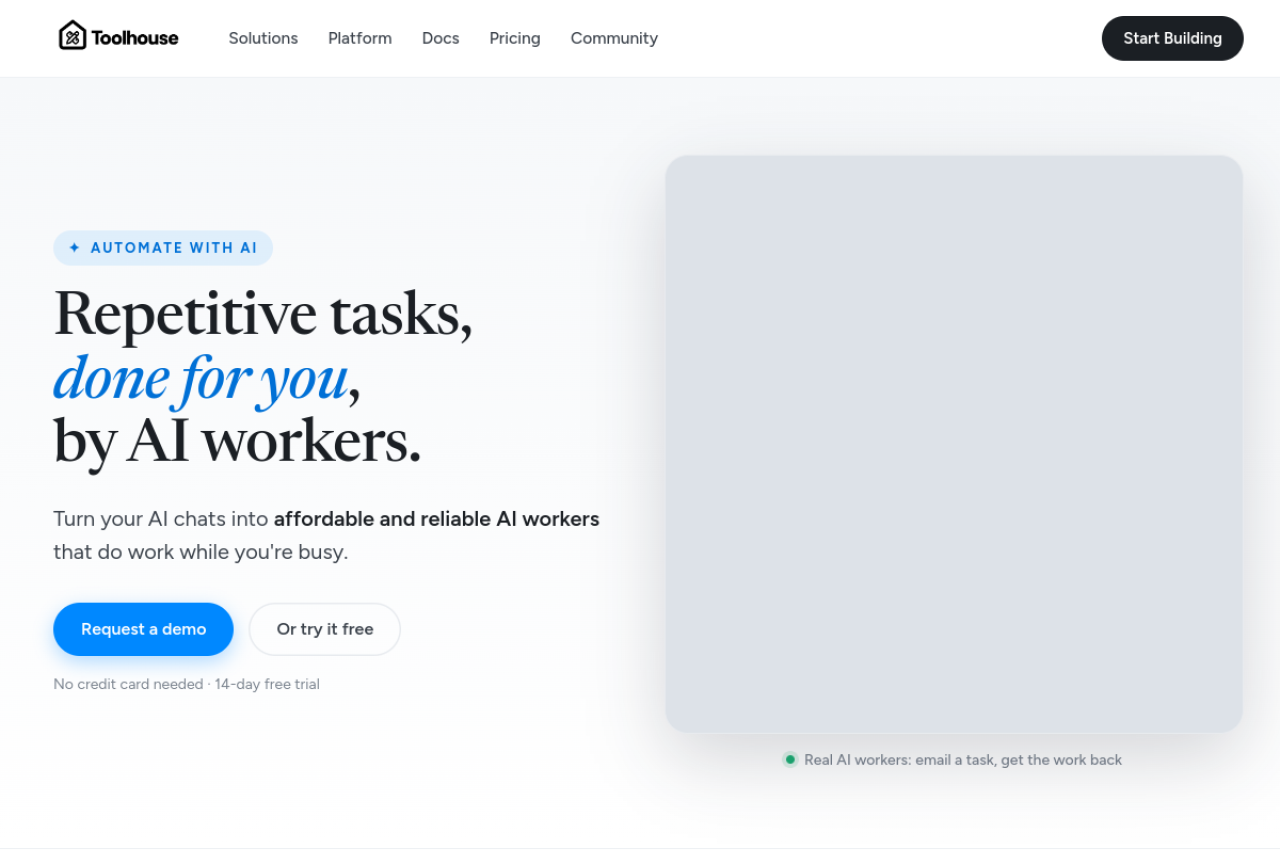 Toolhouse website screenshot