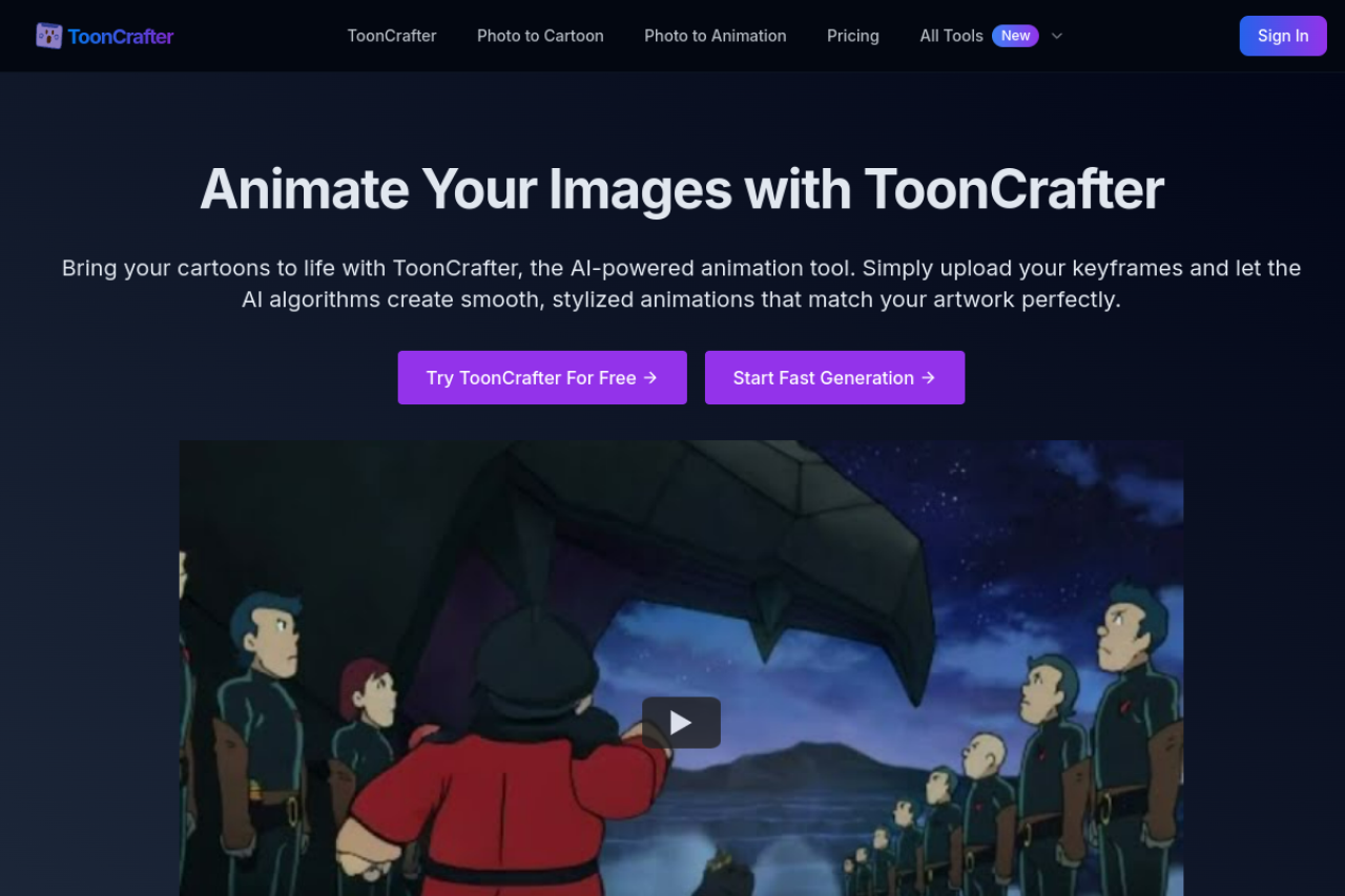 Tooncrafter website screenshot