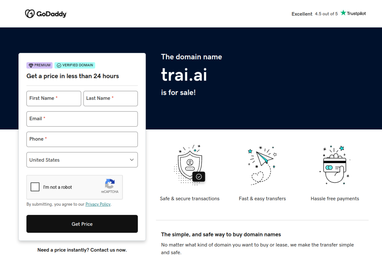 Trai Ai website screenshot